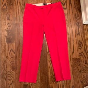 J. Crew Tollegno 1900 Fabric Red Ankle Trousers
